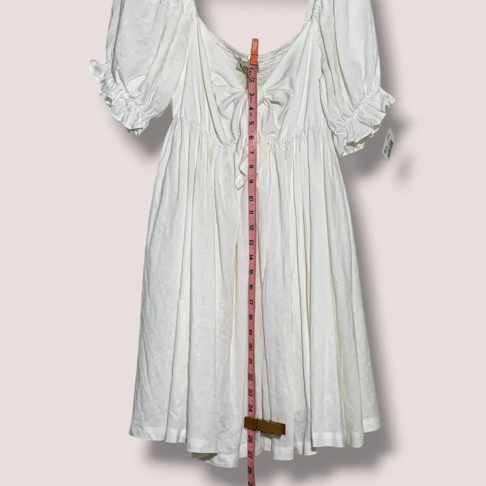 NWT MABLE ARIYA FRONT RIBBON TIED MINI Dress In OFF WHITE SZ L - Picture 11 of 16